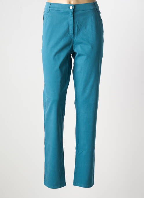 Pantalon slim tissage popeline taille normale bleu GUY DUBOUIS femme