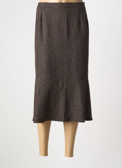 Jupe mi-longue marron GEVANA pour femme