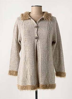 Gilet manches longues fermeture boutonnée sur le devant marron OMC femme