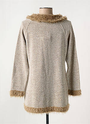 Gilet manches longues fermeture boutonnée sur le devant marron OMC femme