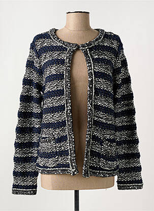 Gilet manches longues col rond bleu LOU LOU BY NALO femme