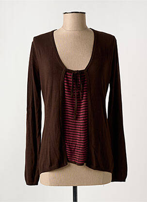 Pull coupe cintrée manches longues marron ESCORPION femme