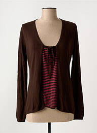 Pull coupe cintrée manches longues marron ESCORPION femme
