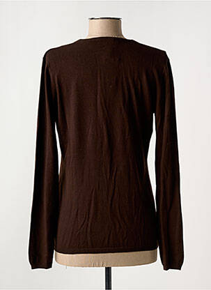 Pull coupe cintrée manches longues marron ESCORPION femme