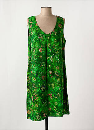Robe mi-longue imprimé fleurs sans manche vert C. BY BEA femme