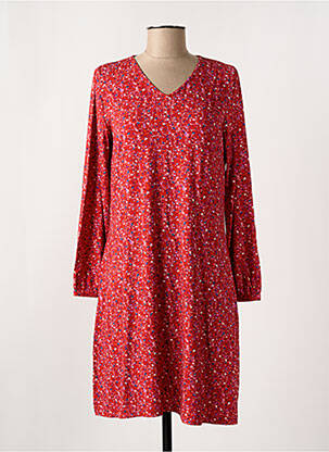 Robe mi-longue imprimé fantaisie manches longues rouge AGATHE & LOUISE femme