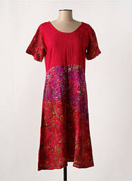 Robe mi-longue imprimé fleurs manches courtes rose C. BY BEA femme