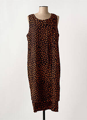 Robe longue imprimé fantaisie sans manche orange TANAWA femme