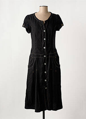 Robe mi-longue manches courtes manches courtes noir JOCAVI femme