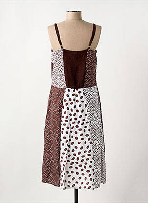 Robe longue tissage popeline fines bretelles marron CLODINE femme