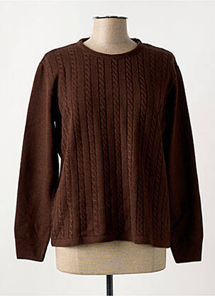 Pull coupe droite manches longues marron OMC femme