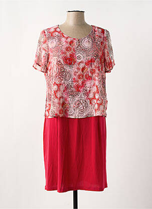 Robe mi-longue coupe fluide manches courtes rouge GUY DUBOUIS femme