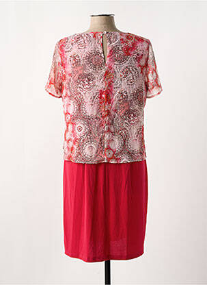 Robe mi-longue coupe fluide manches courtes rouge GUY DUBOUIS femme