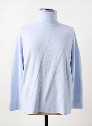 Pull col roulé coupe cintrée manches longues bleu CASHMERE FEELING femme