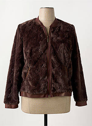 Blouson col v marron GUY DUBOUIS femme