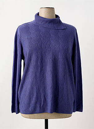 Pull col roulé coupe cintrée manches longues bleu CASHMERE FEELING femme