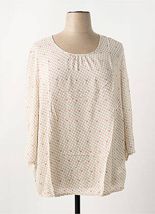 Blouse tissage popeline manches 3/4 beige BARBARA LEBEK femme