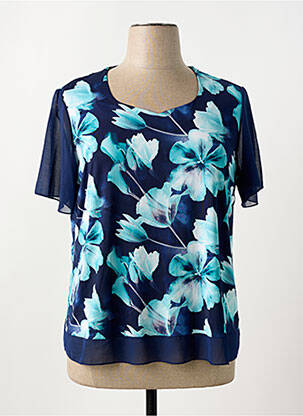 Blouse légère et transparente manches courtes bleu ONCALA femme