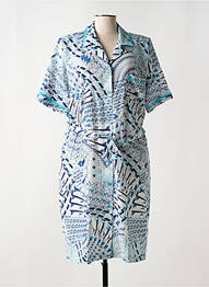 Robe mi-longue imprimé fantaisie manches courtes bleu GUY DUBOUIS femme