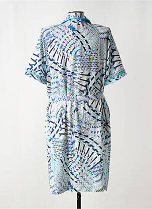 Robe mi-longue imprimé fantaisie manches courtes bleu GUY DUBOUIS femme