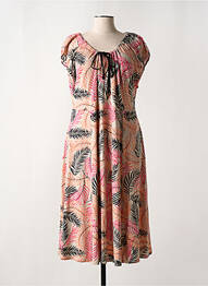 Robe mi-longue manches courtes manches courtes beige SIGNATURE femme