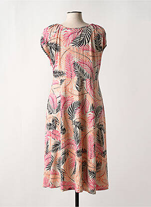 Robe mi-longue manches courtes manches courtes beige SIGNATURE femme