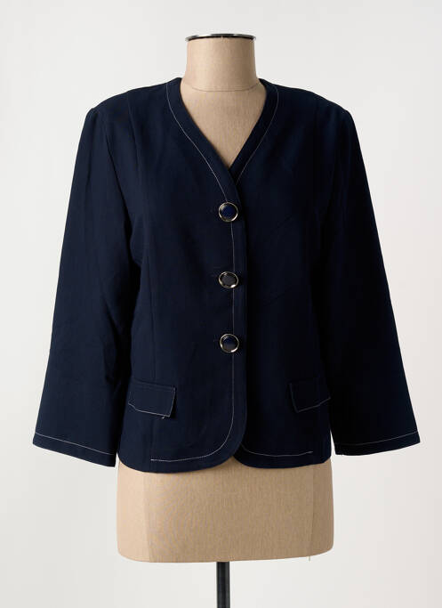 Veste chic col v bleu GEVANA femme
