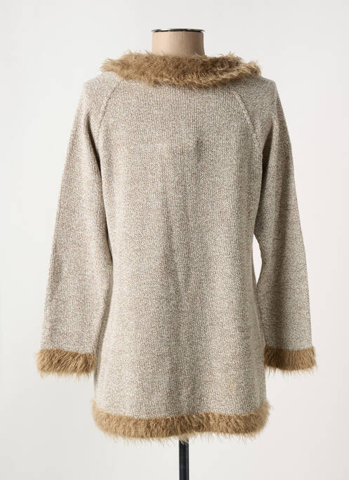 Gilet manches longues fermeture boutonnée sur le devant marron OMC femme