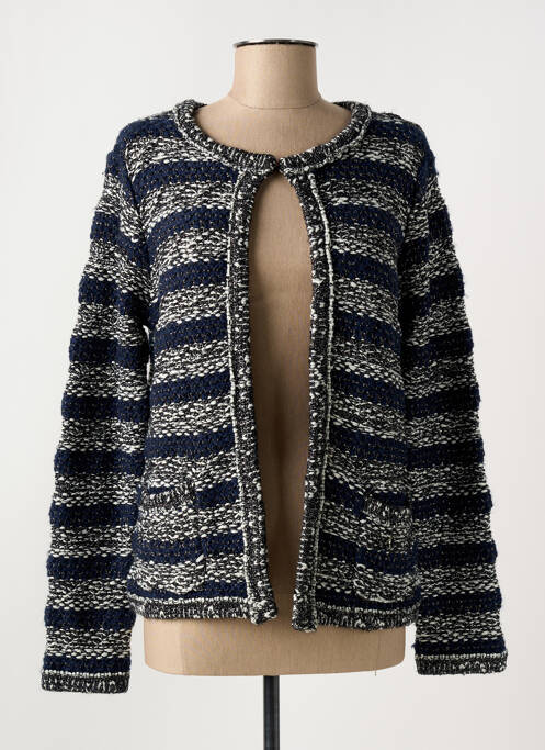 Gilet manches longues maille tricot bleu LOU LOU BY NALO femme