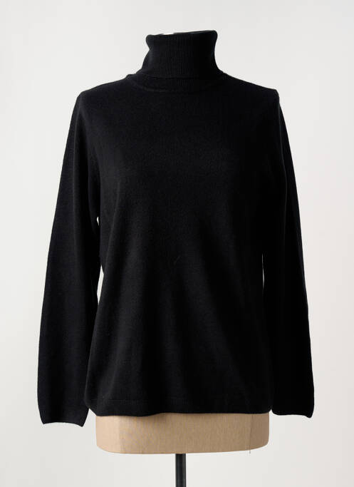 Pull col roulé stretch manches longues noir CASHMERE FEELING femme