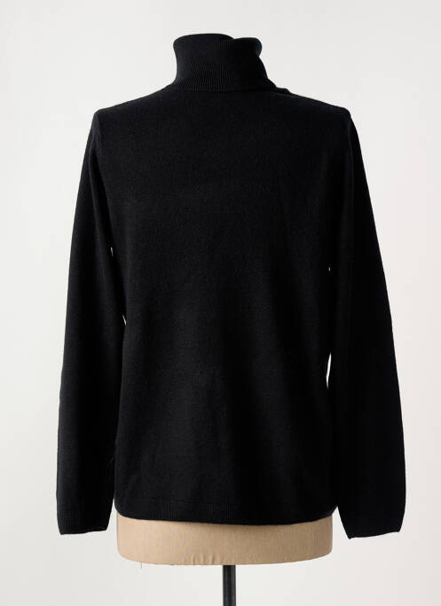 Pull col roulé stretch manches longues noir CASHMERE FEELING femme