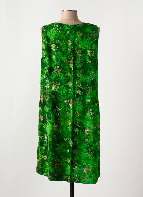 Robe mi-longue imprimé fleurs sans manche vert C. BY BEA femme