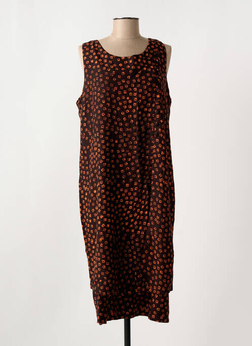 Robe longue imprimé fantaisie sans manche orange TANAWA femme
