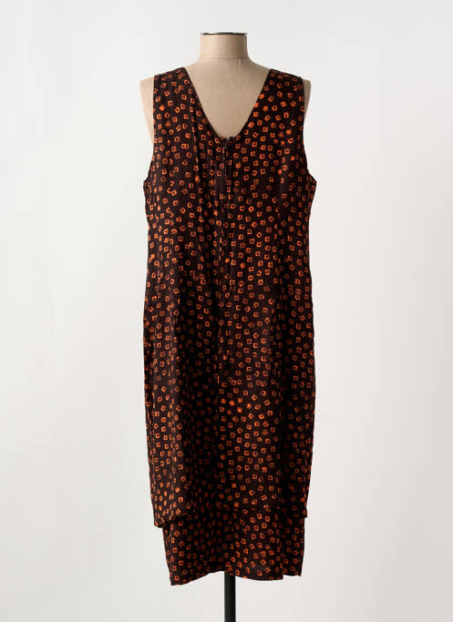 Robe longue imprimé fantaisie sans manche orange TANAWA femme