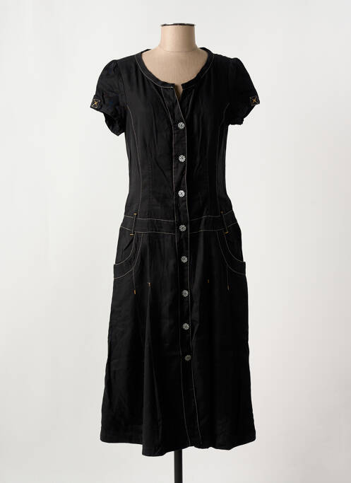 Robe mi-longue manches courtes manches courtes noir JOCAVI femme
