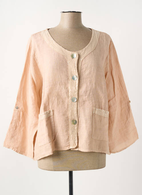 Veste casual col rond orange COULEURS DU TEMPS femme