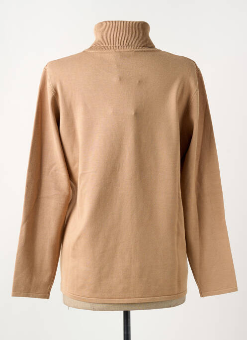 Pull col roulé stretch manches longues beige MICHA femme