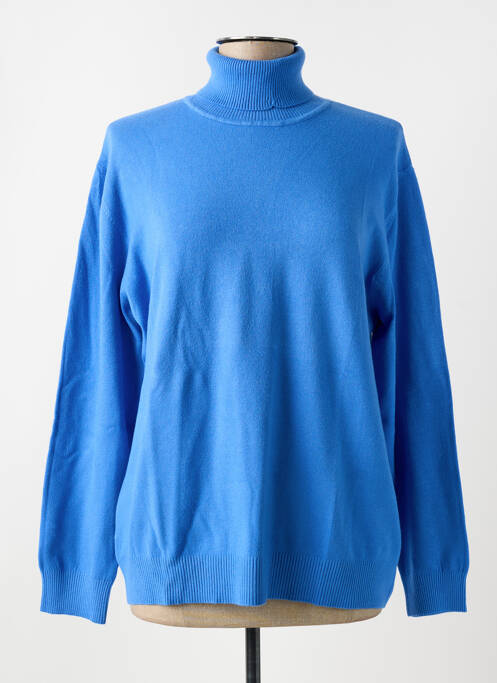 Pull col roulé stretch manches longues bleu MARINELLO femme