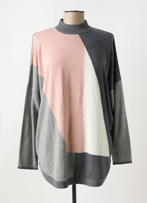Pull tunique tissage chiné manches longues gris SIGNATURE femme