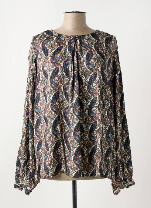 Blouse tissage popeline manches longues marron JENSEN femme