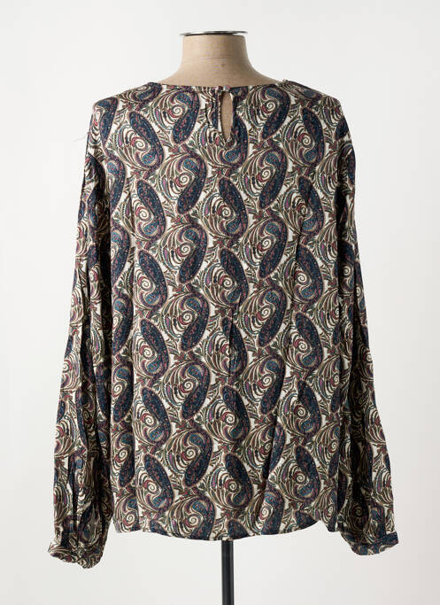 Blouse tissage popeline manches longues marron JENSEN femme
