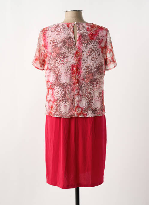 Robe mi-longue coupe fluide manches courtes rouge GUY DUBOUIS femme