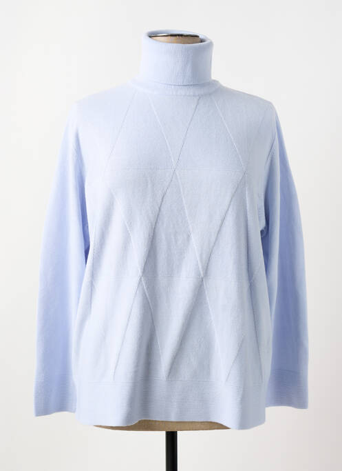 Pull col roulé stretch manches longues bleu CASHMERE FEELING femme