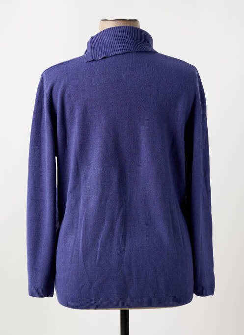 Pull col roulé stretch manches longues bleu CASHMERE FEELING femme