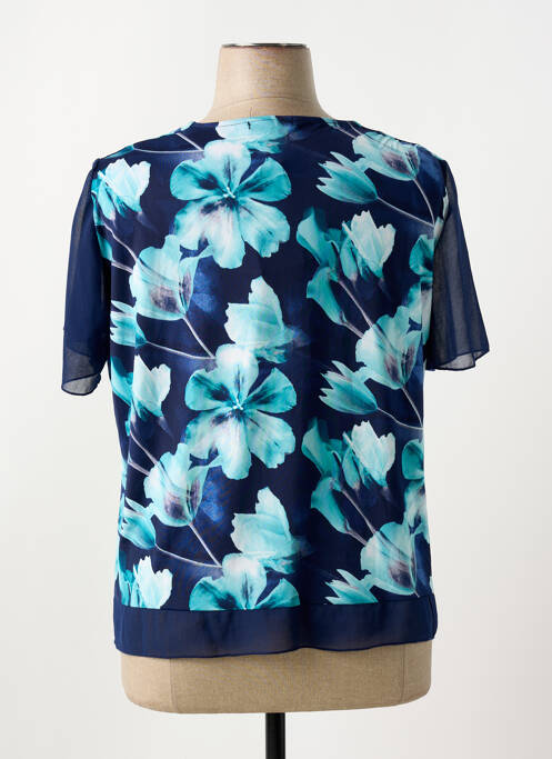 Blouse imprimé fleurs manches courtes bleu ONCALA femme