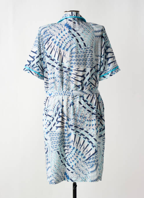 Robe mi-longue imprimé fantaisie manches courtes bleu GUY DUBOUIS femme