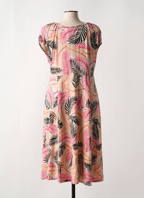 Robe mi-longue manches courtes manches courtes beige SIGNATURE femme