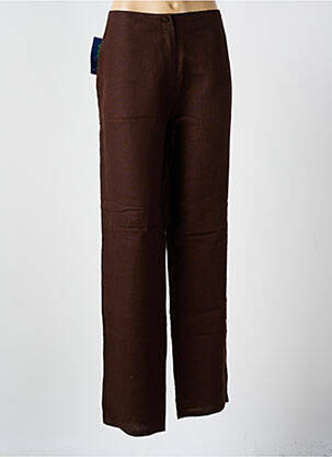 Pantalon droit tissage crêpe taille normale marron QUATTRO femme