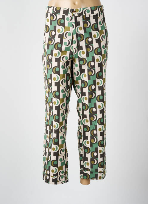 Pantalon droit tissage popeline taille normale vert WALTRON femme