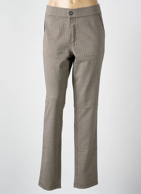 Pantalon chino fermeture zippée sous rabat boutonné taille normale beige WALTRON femme